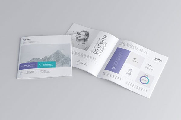3 Views of Square Brochure Mockup
