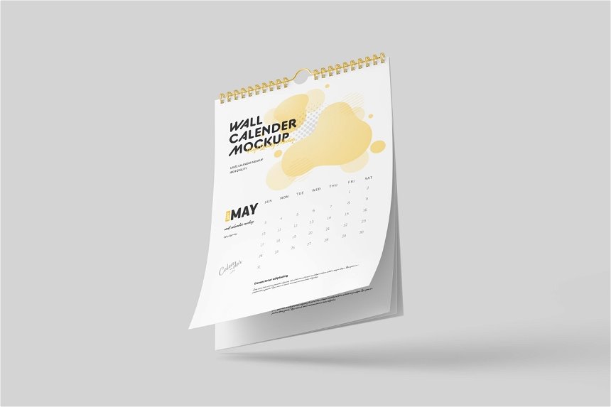 3 Views of Wall Calendar Mockup