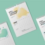 3 Views of Wall Calendar Mockup