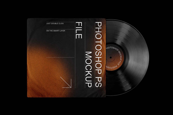 3 Vinyl Record Mockups in Front Sight
