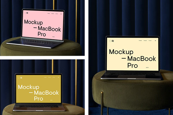 3 Visions of Apple MacBook Pro Scenes Mockups