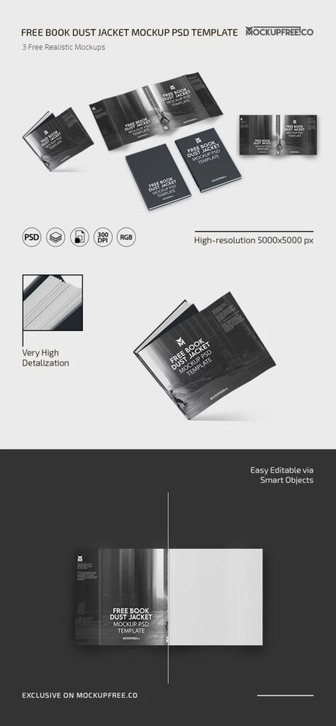 3 Visions of Book Dust Jacket Mockup