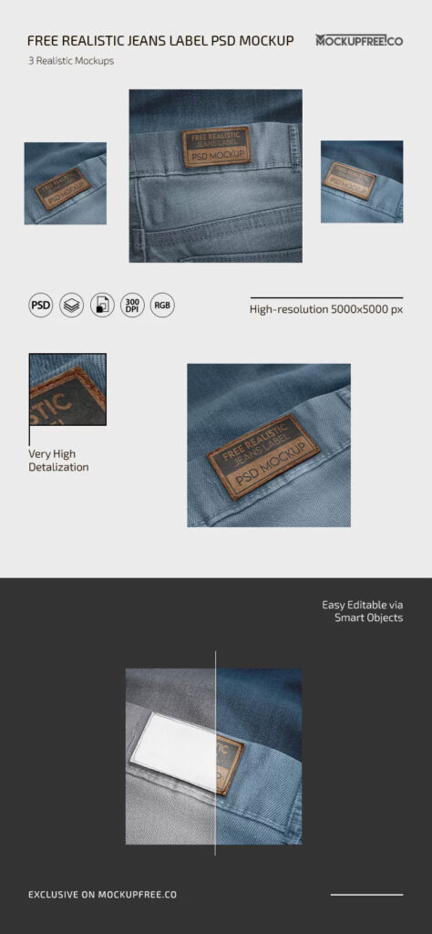 3 Visions of Jeans Label Mockup mockup preview