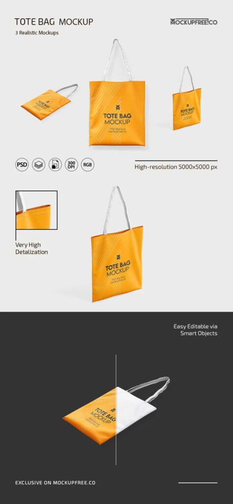 3 Visions of Tote Bag Mockup