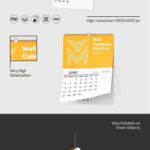 3 Wall Calendar Mockups in Perspective Views