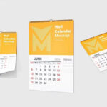 3 Wall Calendar Mockups in Perspective Views