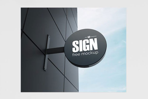 3 Wall-mounted Round Sign Mockups
