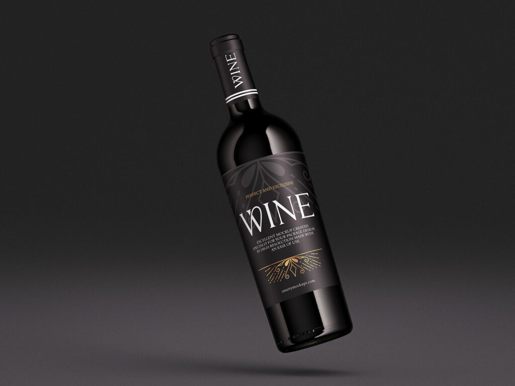 3 Wine Bottle Mockup in Front View