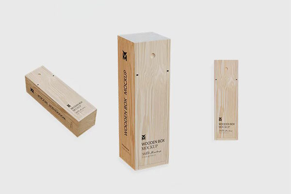 3 Wooden Box Mockups in Different Sights