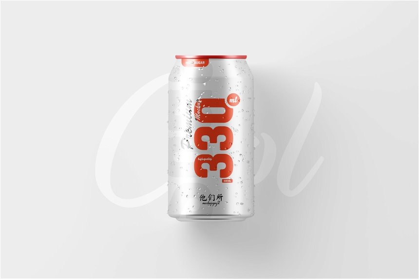 330ml Soda Can Mockup in 3 Views
