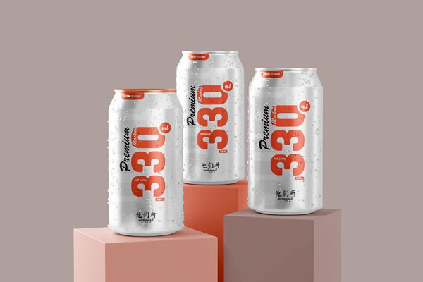 330ml Soda Can Mockup in 3 Views