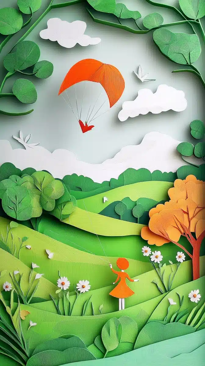 3D Paper-Cut Spring Kites