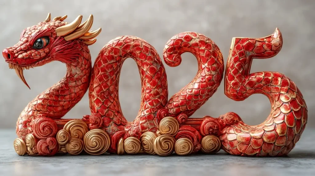 3D Red Gold 2025 Rendering