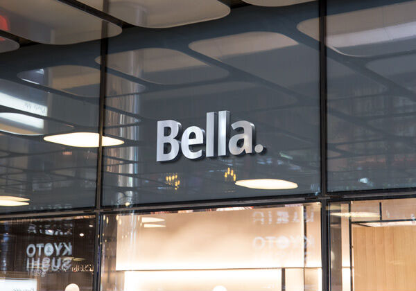 3D Silver Logo on a Glassy Facade Shop Mockup