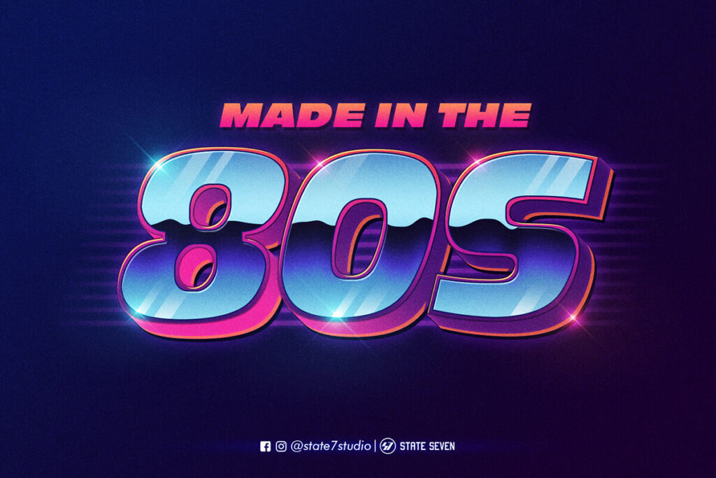 3D 80s Style Title Text Effect