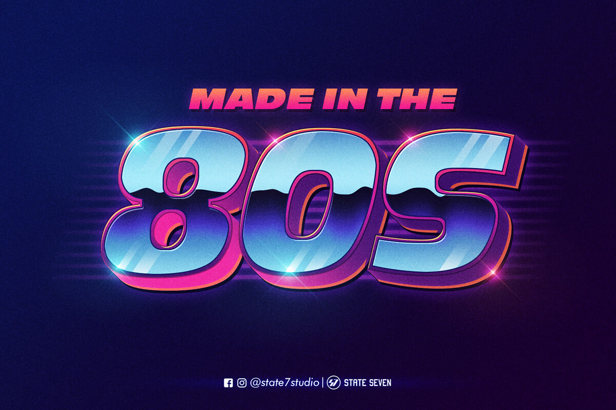 3D Text Effect Mockup Showing 80s style FREE PSD