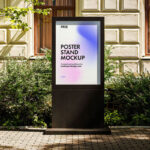 4 Black Poster Stand Mockups in Varied Shots