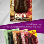 4 Classic Rock Concert Flyers Along with Facebook Cover Templates