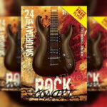 4 Classic Rock Concert Flyers Along with Facebook Cover Templates