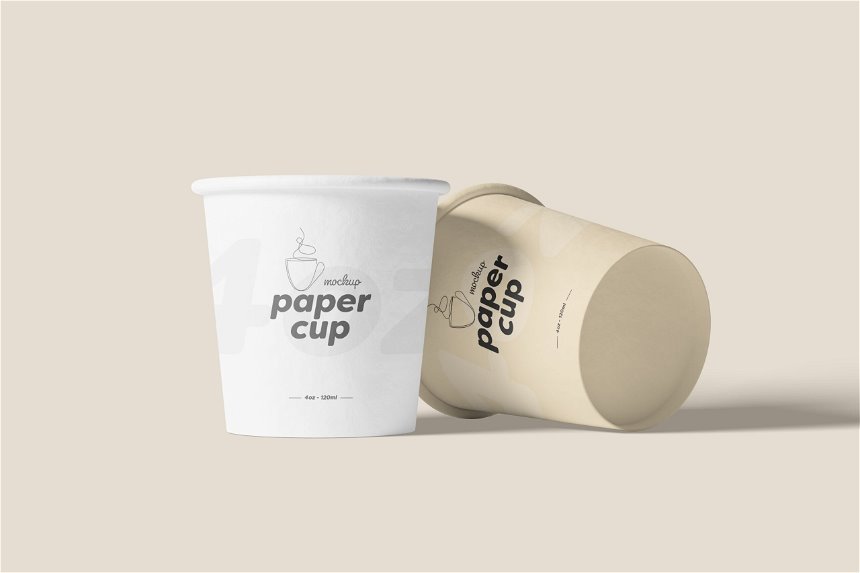 4 Different Shots of 4oz Paper Cup Mockup