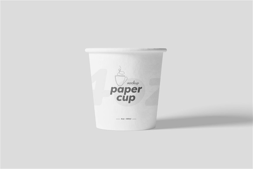 4 Different Shots of 4oz Paper Cup Mockup