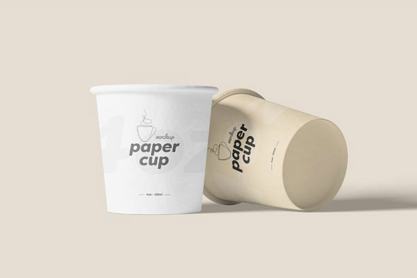 4 Different Shots of 4oz Paper Cup Mockup