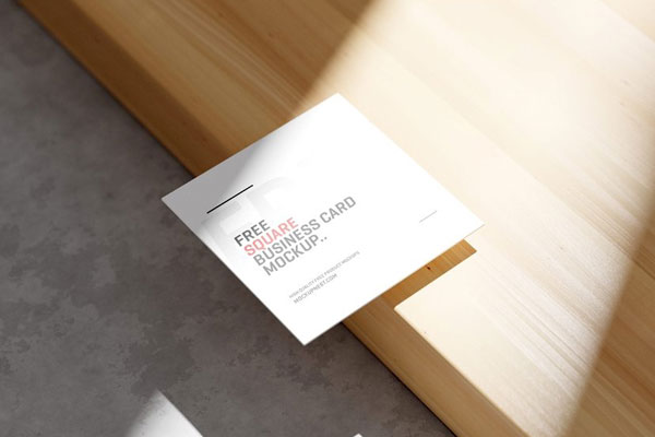 4 Different Views of Square Business Card Mockup