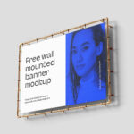 4 Different Views of Wall Mounted Banner Mockup