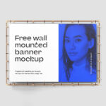 4 Different Views of Wall Mounted Banner Mockup