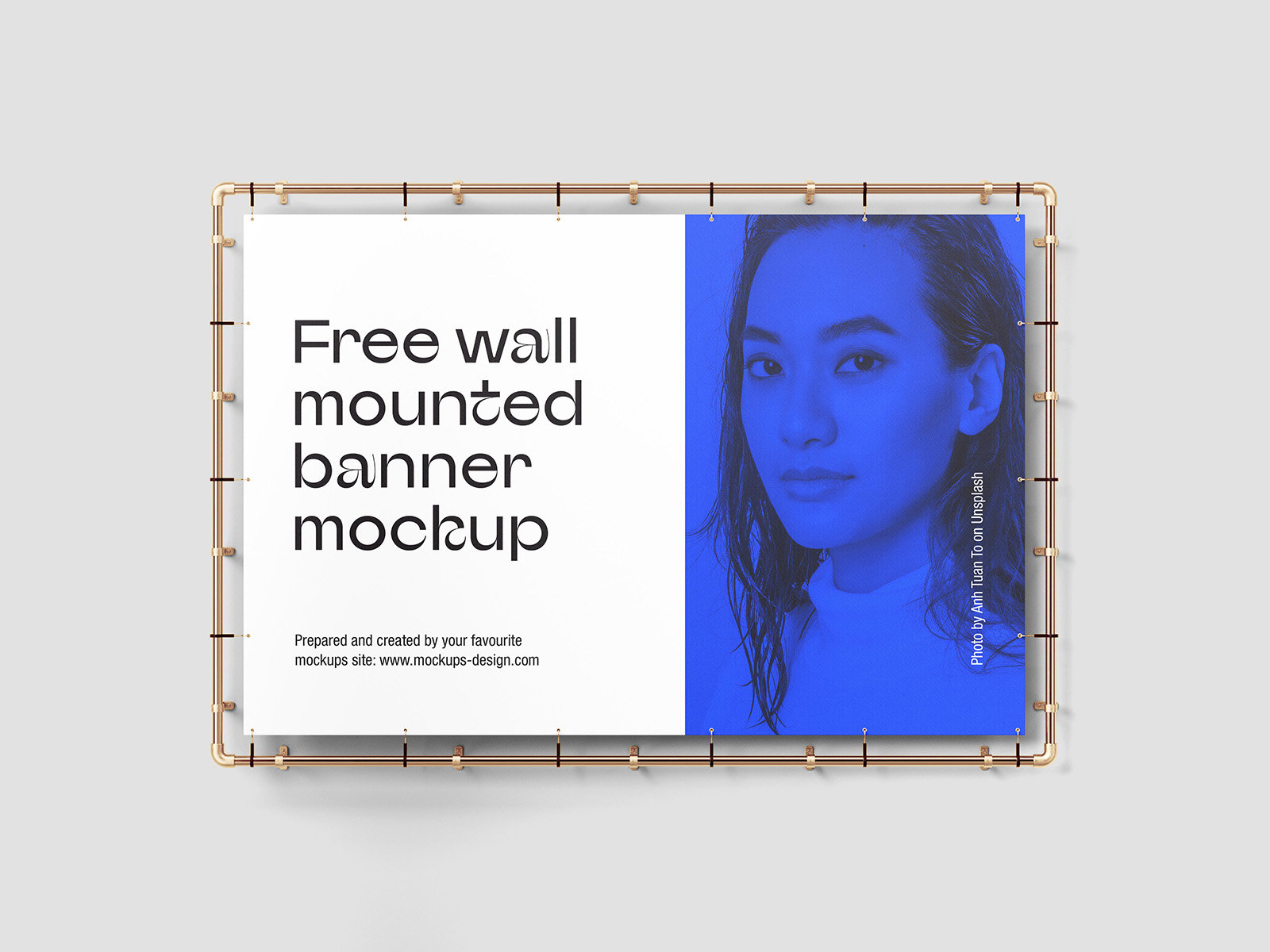4 Different Views of Wall Mounted Banner Mockup FREE PSD