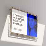 4 Different Views of Wall Mounted Banner Mockup