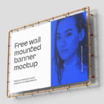4 Different Views of Wall Mounted Banner Mockup