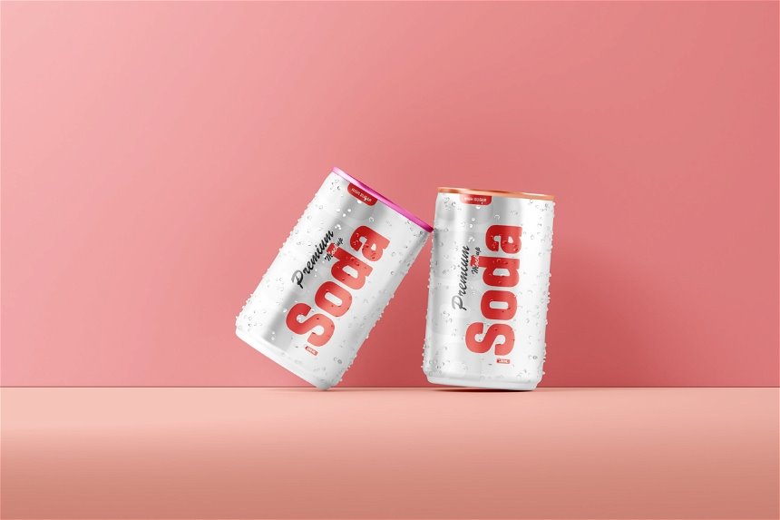 4 Different Visions of 150ml Soda Can Mockup