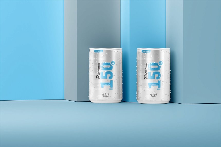 4 Different Visions of 150ml Soda Can Mockup