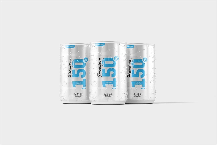 4 Different Visions of 150ml Soda Can Mockup