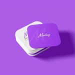 4 Distinct Sights of Square Round Corner Business Card Mockup