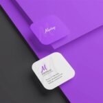 4 Distinct Sights of Square Round Corner Business Card Mockup