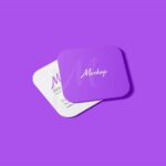 4 Distinct Sights of Square Round Corner Business Card Mockup