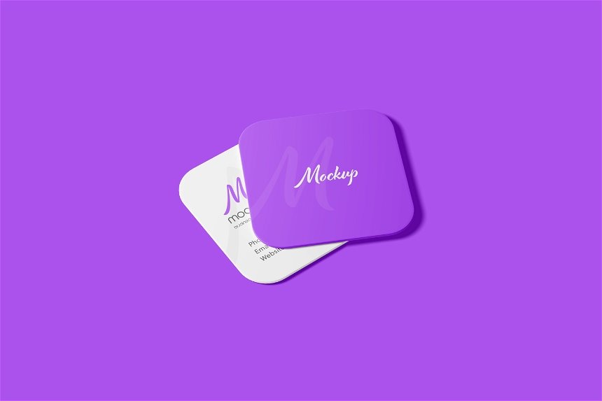4 Distinct Sights of Square Round Corner Business Card Mockup