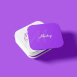 4 Distinct Sights of Square Round Corner Business Card Mockup