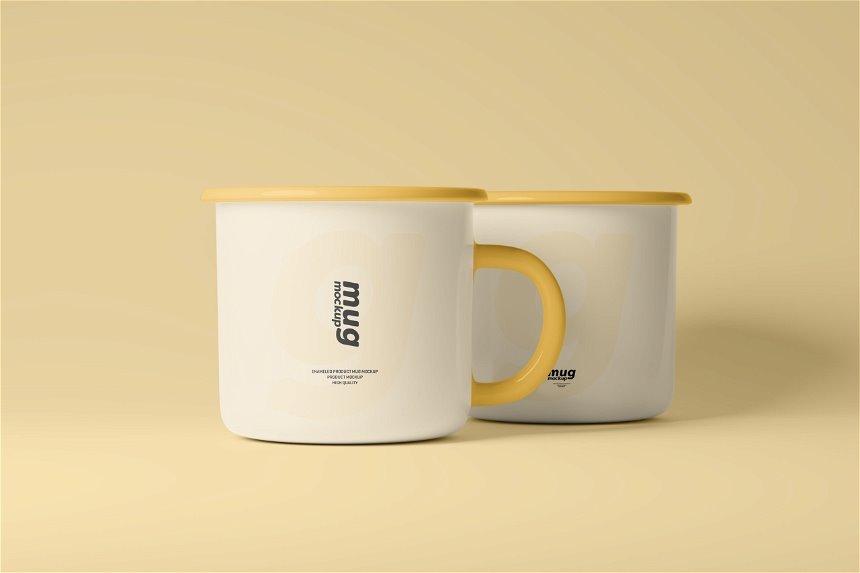 4 Distinct Visions of Enamel Mugs Mockup