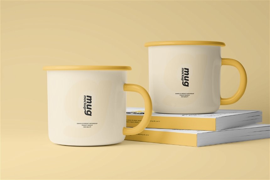 4 Distinct Visions of Enamel Mugs Mockup