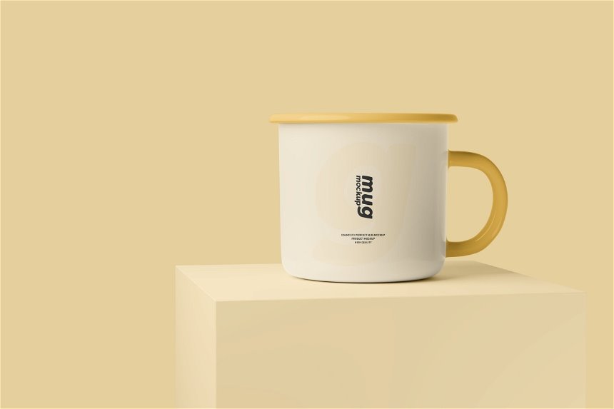 4 Distinct Visions of Enamel Mugs Mockup