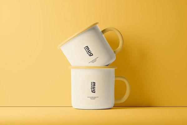 4 Distinct Visions of Enamel Mugs Mockup
