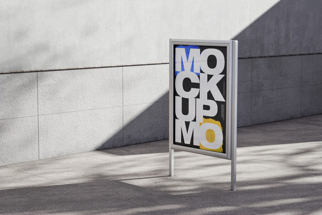4 Exhibition Citylight Mockups in Perspective Views