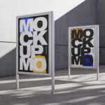 4 Exhibition Citylight Mockups in Perspective Views