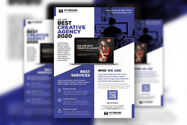 4 Geometric, Modern Business and Corporate Flyer Templates in Different Colors