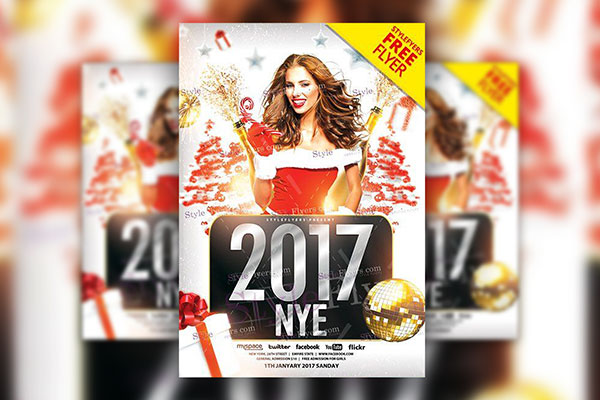 4 Glitzy, Modern New Year Party Flyers and Facebook Cover Templates