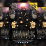 4 Golden, Festive, 3D Christmas Eve Party Flyer Templates