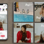 4 Grid Instagram Posts Mockup with iPhone XS Max